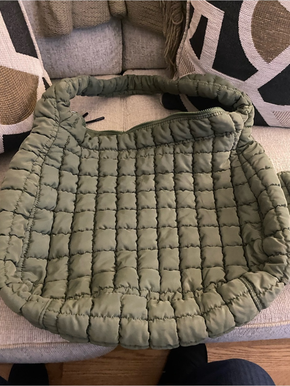 Free people Quilted Shoulder Tote Bag in Sage Green - Picture 3 of 9